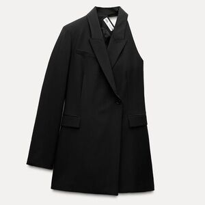 Zara Black Asymmetric One-Sleeve Blazer Jacket